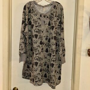 Cacique Long Sleeve Sleep Shirt with Forest Print
